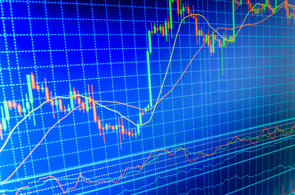 Stock market graph on the screen. Financial graph on a computer monitor screen. Finance background data graph. Conceptual view of the foreign exchange market. Finance concept.